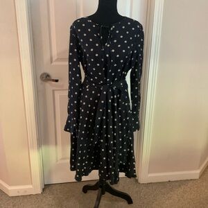 NWT Brooks Brothers black n white polka dots shirt dress with belt sz 12